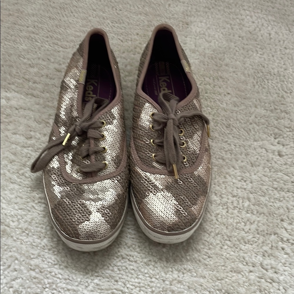 Keds Gold Metallic Sneakers Casual Lace-Up